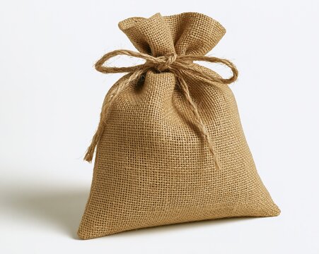 Brown Burlap Bag with Tied Bow