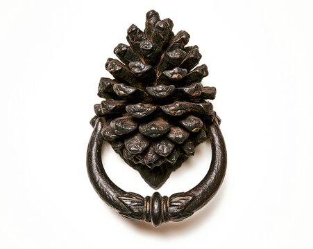 Black Pinecone Door Knocker with Intricate Metal Ring