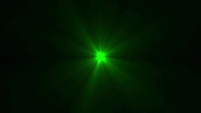 Abstract light animation on black background. Optical flare with light rays on black background alpha channel. White light beams, sun shining light, light rays emanating from center.