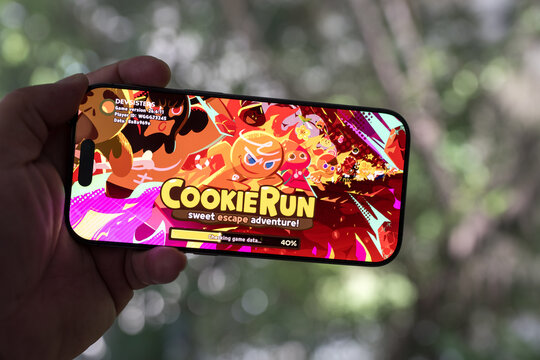 Bangkok, Thailand - August 5, 2026 : CookieRun Sweet Escape Adventure on iPhone screen, a popular game on mobile.