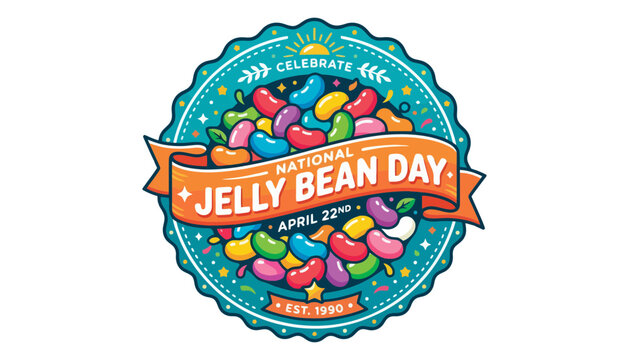 National jelly bean day celebration badge colorful candy
