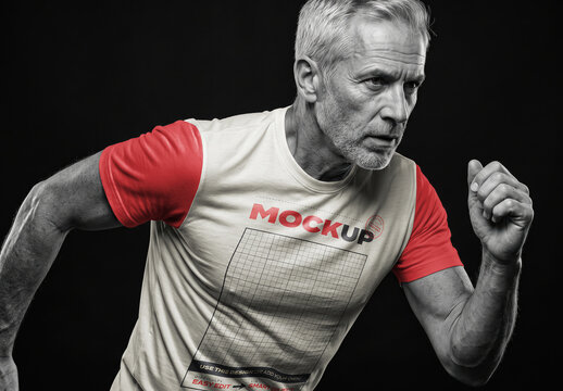 Man Running Monochrome Tshirt Mockup