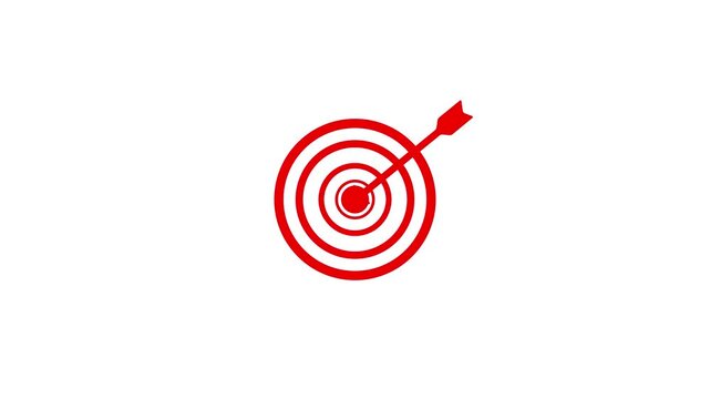 Target, Aim, Goal icons. Red color business goals achievement, target icon. Motion graphic 4k animation video.