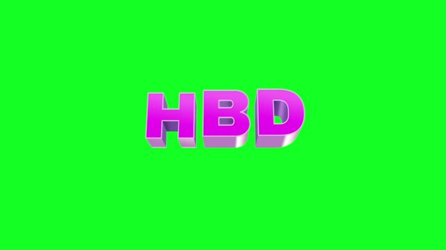 3D Purple HBD Text Animation on Green Screen