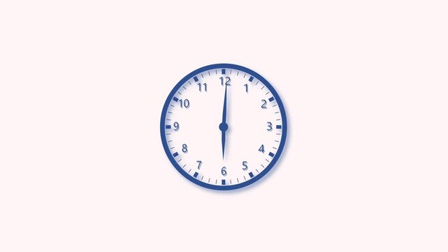 Analog wall clock spinning animation through the hours. white background 4k animation