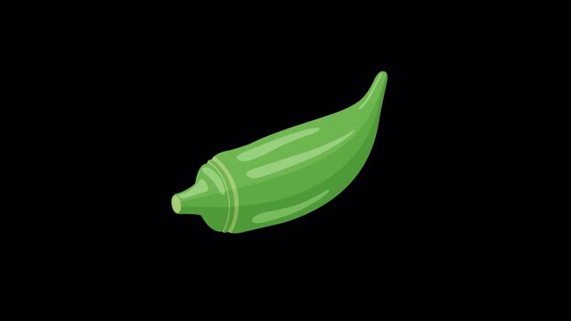 Fresh Green Okra Icon Animation on Alpha Channel