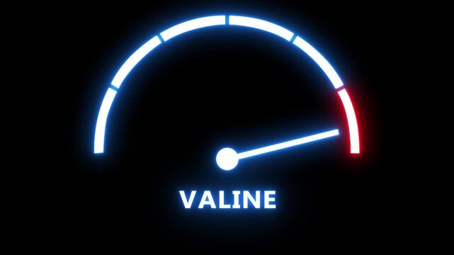 Neon valine gauge indicator animation: dynamic performance meter for health, nutrition, and supplement branding