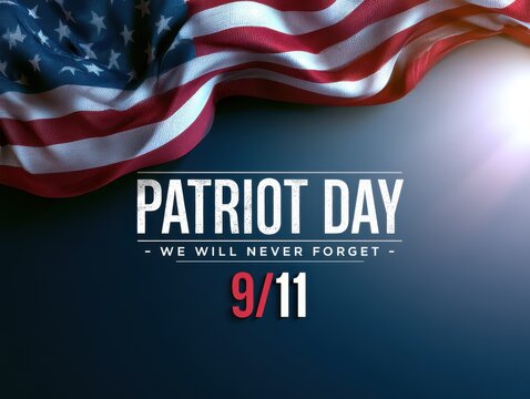 Patriot day tribute with american flag and 9/11 date