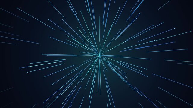 Abstract blue light speed motion background, hyperspace warp tunnel effect, digital data flow and cyberpunk energy lines for technology projects