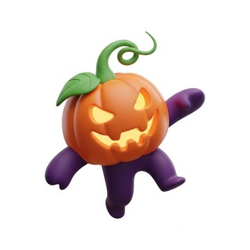 3D pumpkin monster icon illustration