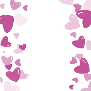 Romantic heart border illustration with pink hearts and copy space for Valentine&rsquo;s Day cards, wedding invitations, social media posts and love-themed designs.