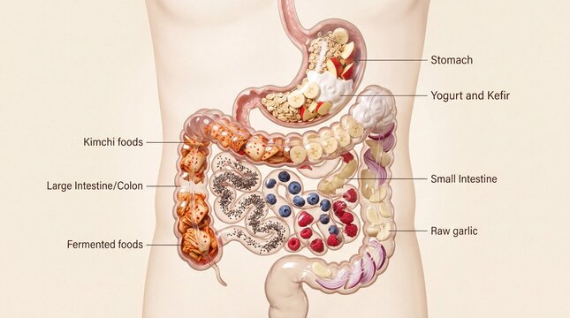 Transparent Human Digestive Tract Anatomy &ndash; 3D Medical Illustration of Gastrointestinal System and Internal Organs