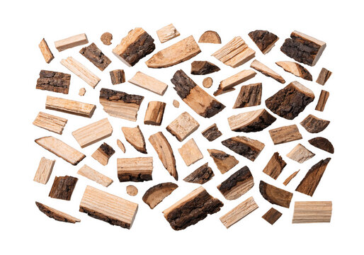 Wood Chips isolated on a transparent background.