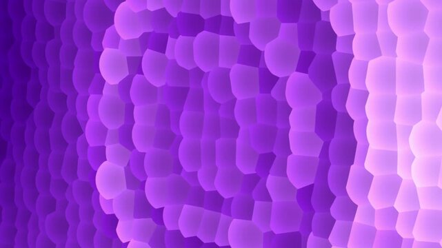 Abstract violet mosaic cellular background. Glowing purple voronoi mesh texture wave. Futuristic organic crystal grid pattern animation.