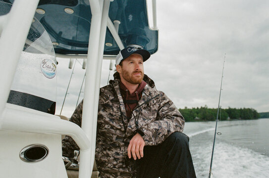 Fisherman Confident film  Portrait Lake New Hampshire 