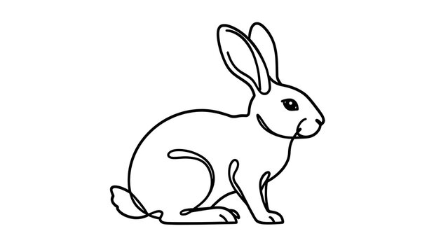 Cute rabbit illustration on white background.