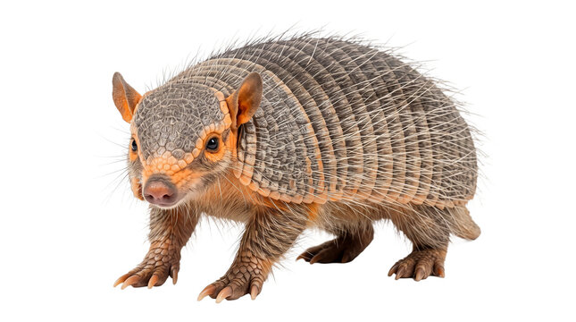 Andean hairy armadillo armored mammal isolated on transparent background