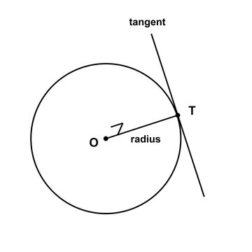 Tangent To Circle, geometry trigonometry diagram, black line art transparent