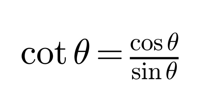 Cotangent Ratio, trigonometry formula overlay, black transparent 4K