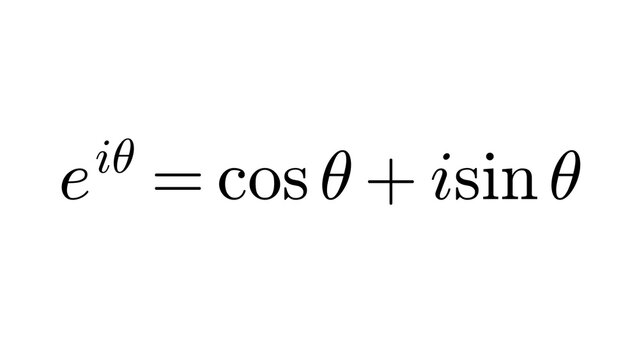 Eulers Formula, trigonometry formula overlay, black transparent 4K