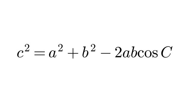 Law Of Cosines, trigonometry formula overlay, black transparent 4K