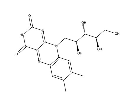 Riboflavin (Vit B2) (C17H20N4O6), complex organic chemistry molecular structure, black skeletal formula transparent