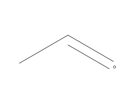 Acetaldehyde (C2H4O), organic chemistry molecular structure, black skeletal formula transparent
