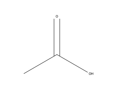 Acetic acid (C2H4O2), organic chemistry molecular structure, black skeletal formula transparent
