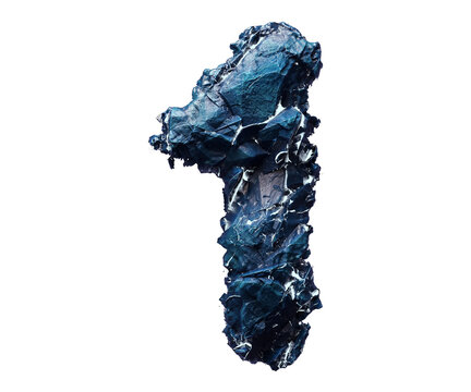Blue stone number one isolated on transparent background