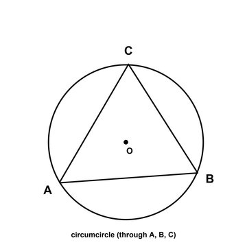 Circumcircle, geometry trigonometry diagram, black line art transparent