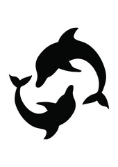Fototapeta premium vector silhouette of a dolphin or shark