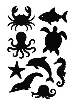 set of sea animals vector