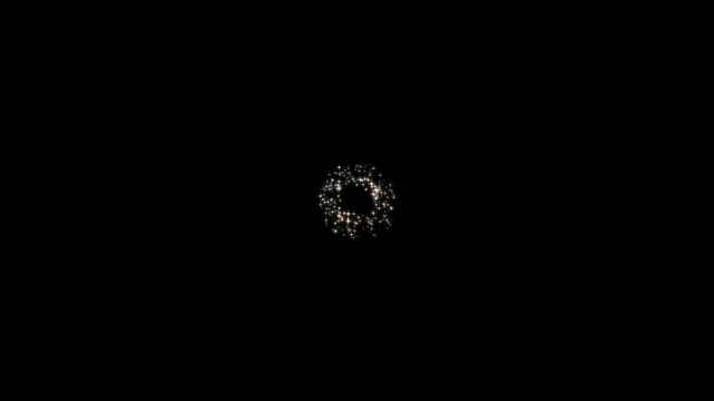 2D glitter star sparkle animation, with white stars, and bokeh lights on pixie dust path overlay clip for cartoon doodle motion graphics editing on black background. 4k video asset file design