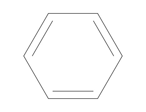 Benzene (C6H6), organic chemistry molecular structure, black skeletal formula transparent