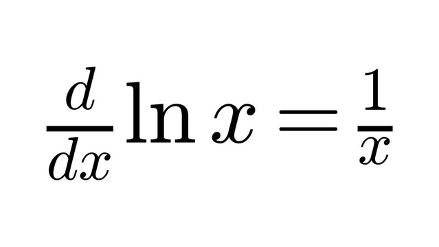 Derivative Ln, Calculus formula overlay, black transparent 4K