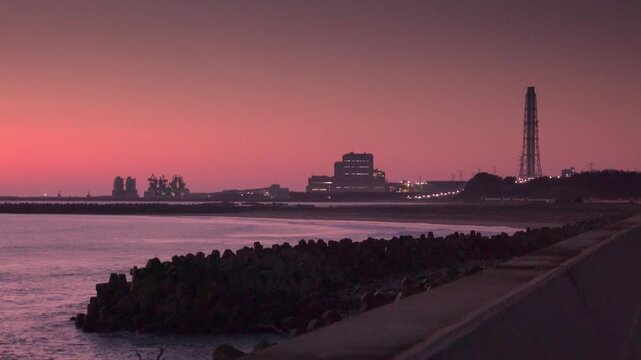 原町火力発電所の朝