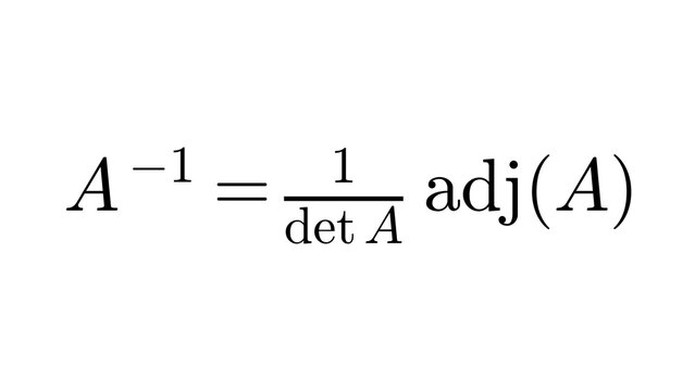 Adjugate Inverse, Linear Algebra formula overlay, black transparent 4K
