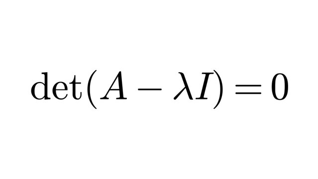 Characteristic Polynomial, Linear Algebra formula overlay, black transparent 4K