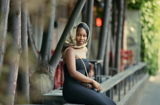 Bench Portrait In Scarf