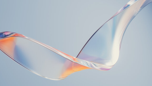 Abstract glass ribbon with gradient effect in soft colors