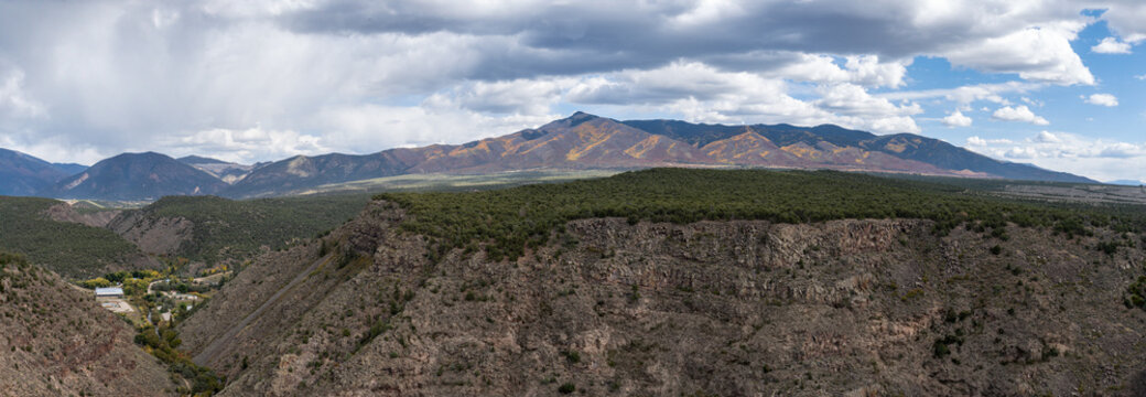 The Rio Grande del Norte National Monument in Taos County, New Mexico. Cebolla Mesa, Red River Fish Hatchery, Lama Canyon on the Red River, Baldy Mountain in the Cimarron Range. Autumn colors. 