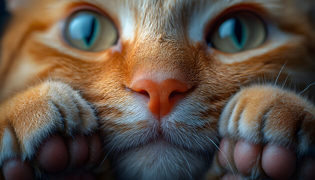 Close Up Portrait of a Beautiful Cat with Expressive Eyes and Detailed Fur