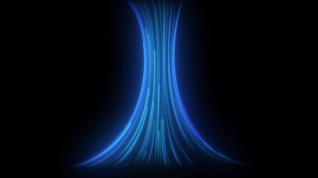 Cold air flow motion graphics, blue cooling breeze from air conditioner, fresh wind wave animation, animation of air conditioner blowing cool wind, black background climate control energy overlay, 4k