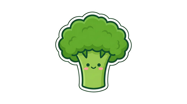 Cute smiling broccoli character. Happy vegetable mascot for healthy food design.
