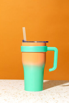 Colorful straw tumbler