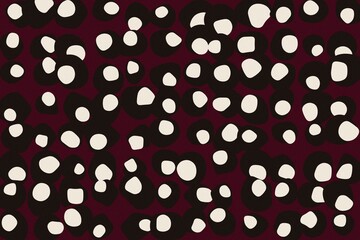 Abstract polka dot pattern on dark red background. Modern spotted texture for design. © MSTALEMA