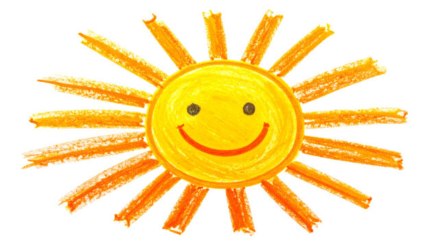 Crayon Drawing Sun isolated on transparent background