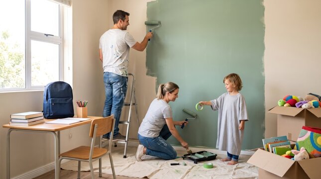 Family repaints bedroom before school begins, creating calmer space that supports learning, new routines, emotional readiness and growing independence at home together.