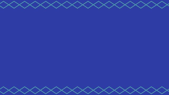 Diamonds create a decorative border across the top and bottom of a solid blue surface.