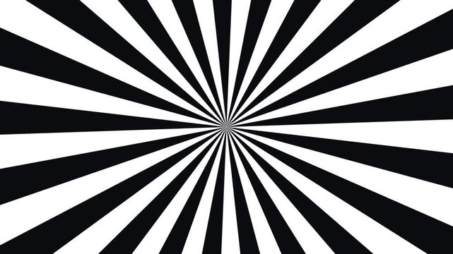 Sunburst pattern radiating from the center features alternating black and white triangular segments.